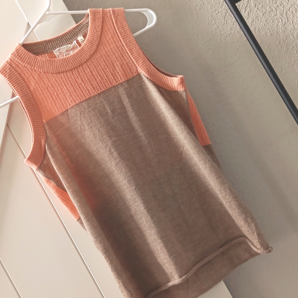 Qi..cashmere color block tank..Small